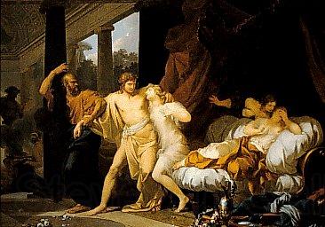 Baron Jean-Baptiste Regnault Regnault Socrates Tears Alcibiades from the Embrace of Sensual Pleasure Spain oil painting art